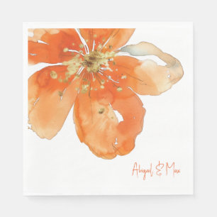 Orangefarbene Blumen Hochzeits-Lunch-Personalized Serviette