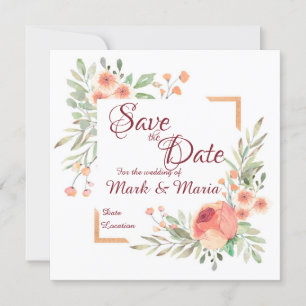 Orangefarbene Blumen Save the Date Einladung