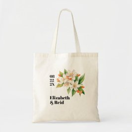 Orangefarbene Blüten & Jasminblüten Hochzeitstorte Tragetasche