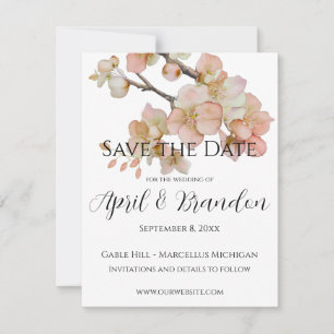 Orangefarbene Blütenblüten elegante Kalligraphie Save The Date