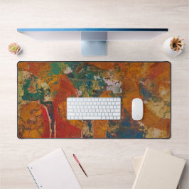 Orangefarbene Bögen, eine Gel Print Abstrakt Schreibtischunterlage