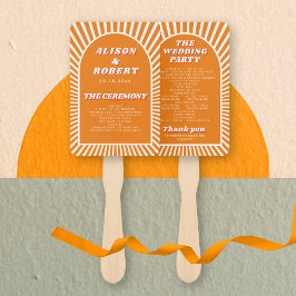 Orangefarbene Bogen und Sonnenstrahlen Hochzeitsfe Fächer