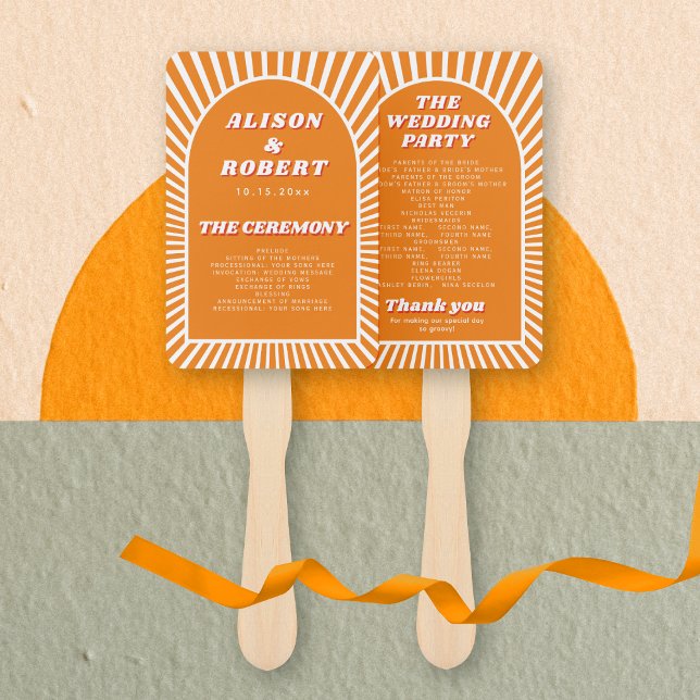 Orangefarbene Bogen und Sonnenstrahlen Hochzeitsfe Fächer (Von Creator hochgeladen)