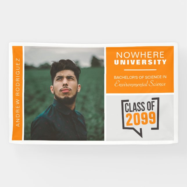 Orangefarbene Boxen und Foto-Abschluss-Banner Banner (Horizontal)