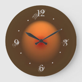 Orangefarbene/braun beleuchtete Wandleuchte Große Wanduhr