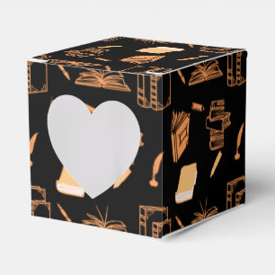 orangefarbene Bücher - schwarze Hintergrotte Geschenkschachtel