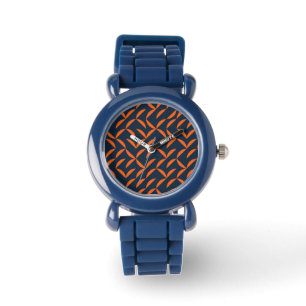 Orangefarbene, coole, moderne, trendige, gewölbte  armbanduhr