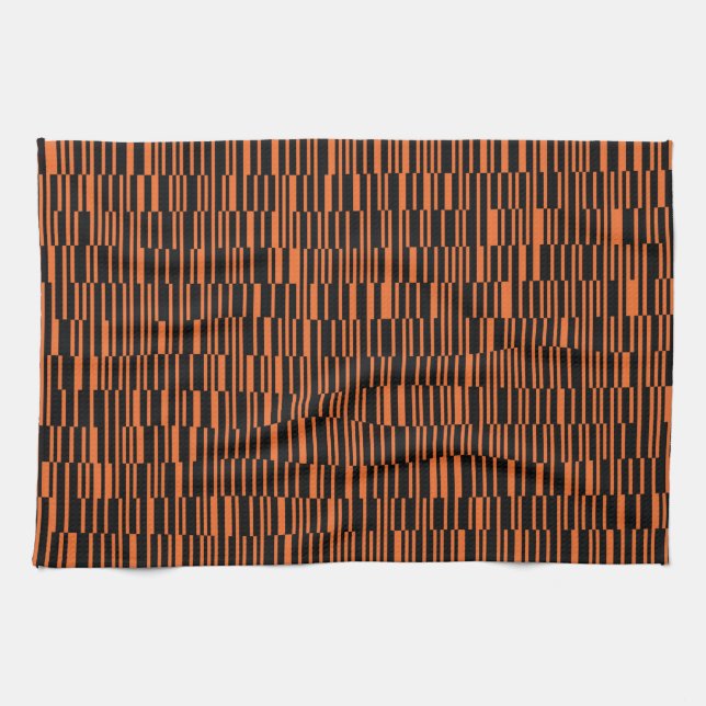 Orangefarbene, coole, trendige, moderne geometrisc geschirrtuch (Horizontal)
