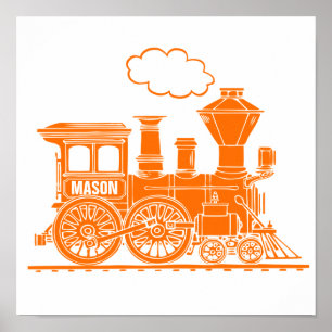 Orangefarbene Dampftrainer personalisierte Jungen  Poster