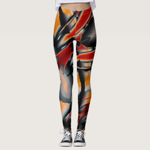 Orangefarbene digitale Farbvergrößerung Leggings