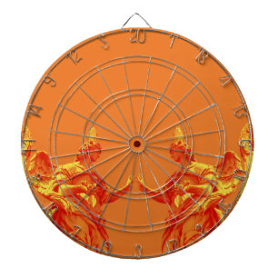 Orangefarbene digitale Kunst mit Skulpturen Dartscheibe