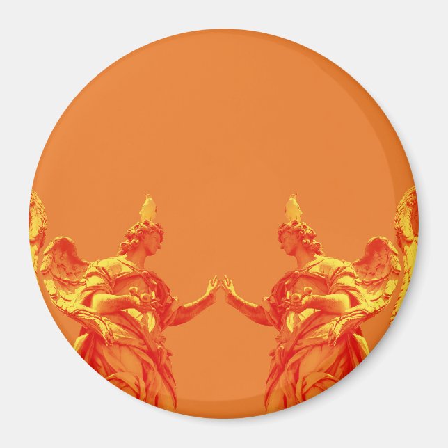 Orangefarbene digitale Kunst mit Skulpturen Magnet (Vorne)