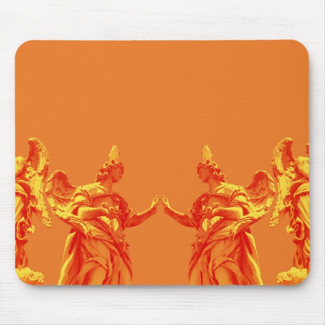Orangefarbene digitale Kunst mit Skulpturen Mousepad (Vorne)