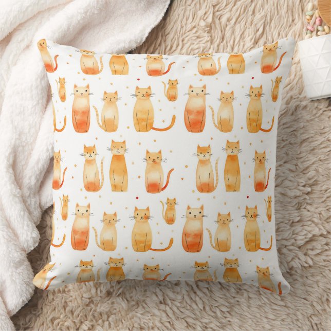 Orangefarbene Dosen und Katzen Mittlere Geschenktü Kissen (Decke)