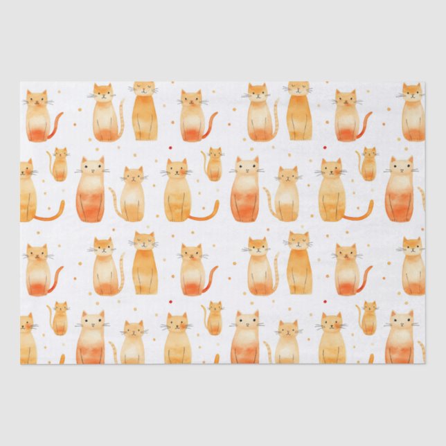 Orangefarbene Dosen und Katzen Mittlere Geschenktü Seidenpapier (Vorderseite)