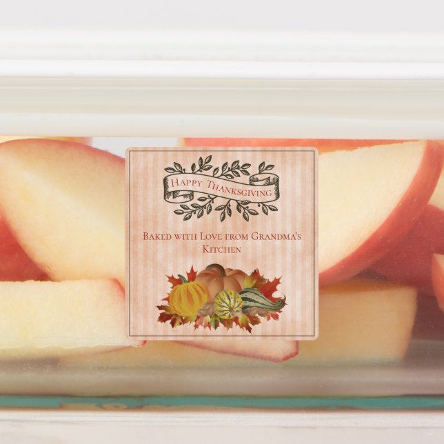 Orangefarbene Erntedank Pumpkins und Squash Etiketten (Befestigt)