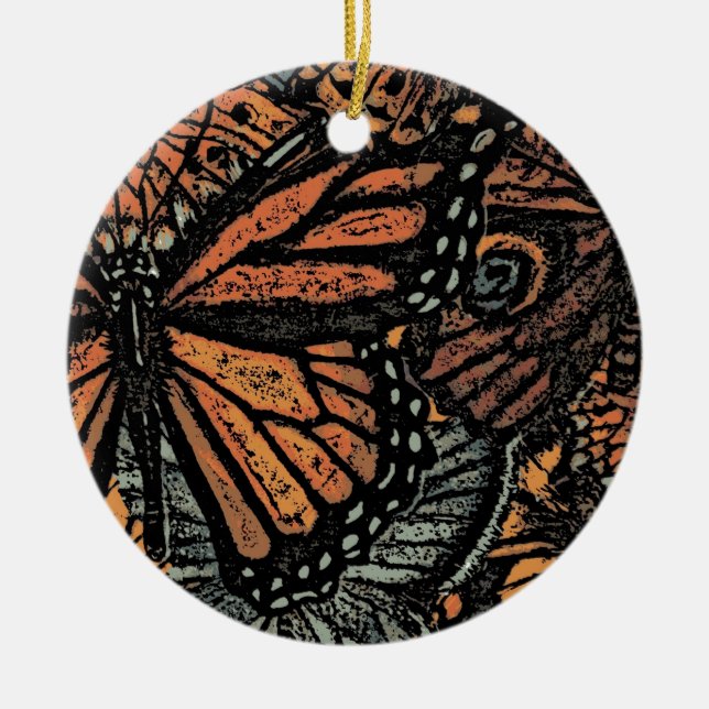 Orangefarbene Fantasie abstrakte Kunst Keramikornament (Vorne)