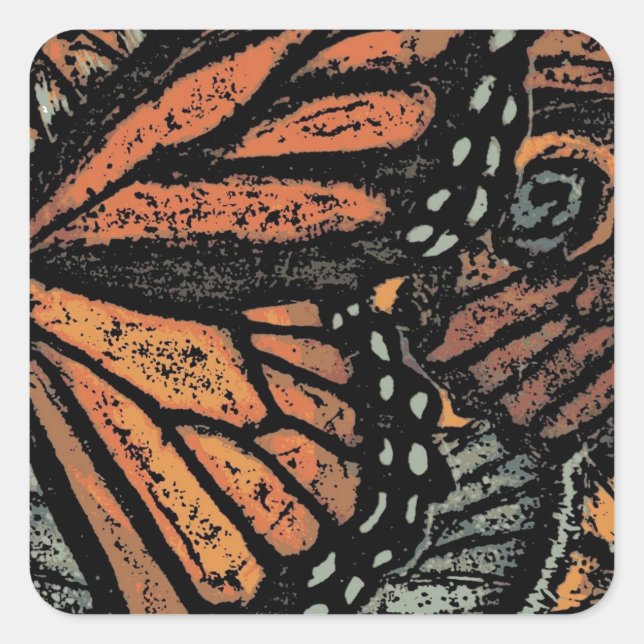 Orangefarbene Fantasie abstrakte Kunst Quadratischer Aufkleber (Vorderseite)