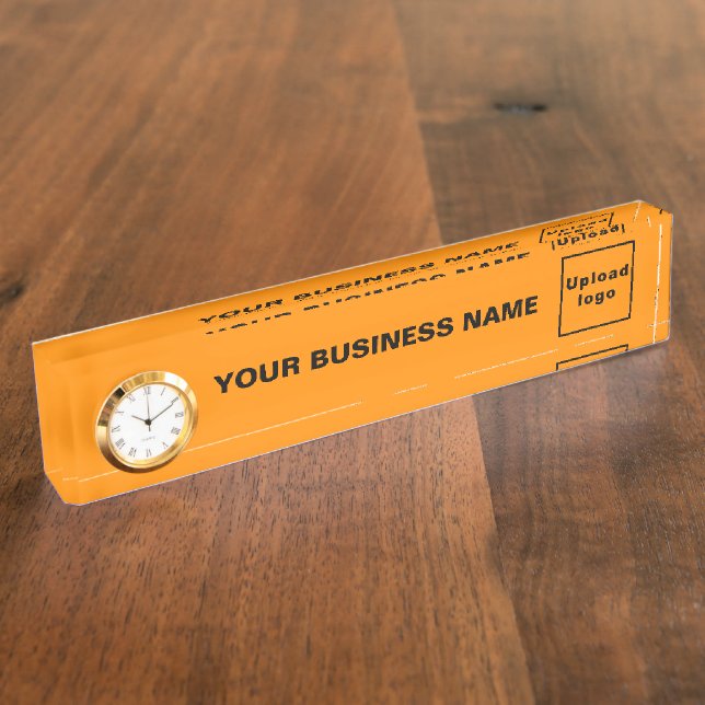 Orangefarbene Farbakryllik für Unternehmen mit Uhr Namensplakette (Seite)