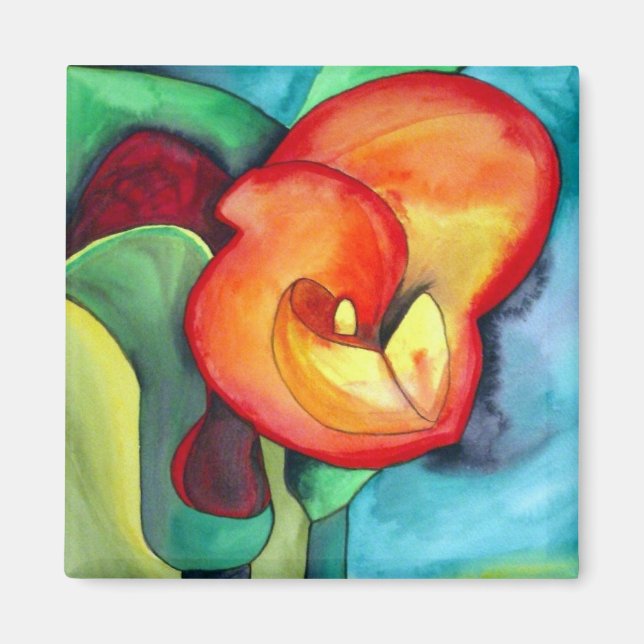 Orangefarbene, farbenfrohe Magnete der Canna Lilie Magnet (Vorne)