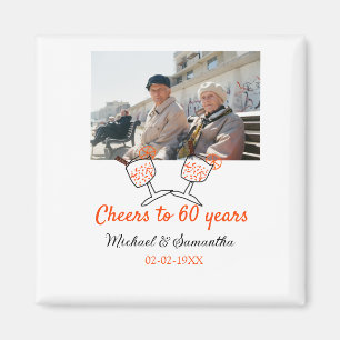 Orangefarbene Feier bis 60 Jahre Hochzeit Magnet