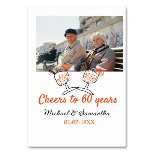 Orangefarbene Feier bis 60 Jahre Hochzeit Tischnummer