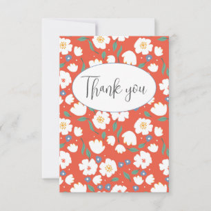 Orangefarbene florale Dankeskarten Dankeskarte