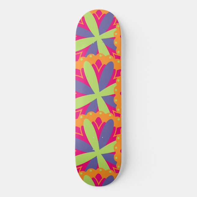 Orangefarbene Formen Skateboard (Vorderseite)