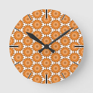 Orangefarbene Gänse im 70er-Stil Runde Wanduhr