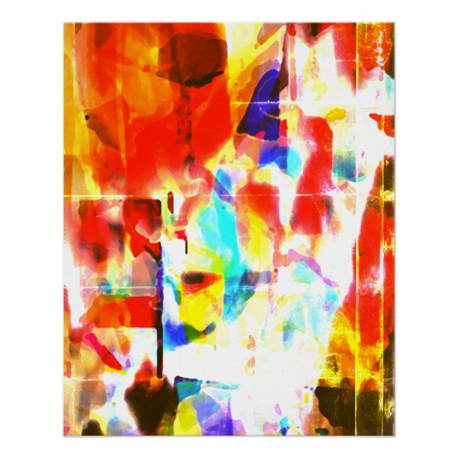 Orangefarbene, gelbe, blaue Lackierung - Design Poster (Vorderseite)