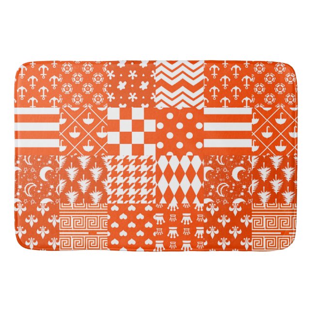 Orangefarbene, gelbe Muster - Design Badematte (Vorderseite)