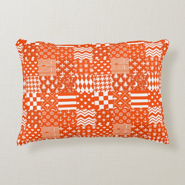 Orangefarbene, gelbe Muster - Design Dekokissen (Vorderseite)