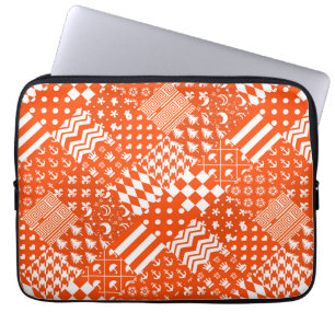 Orangefarbene, gelbe Muster - Design Laptopschutzhülle