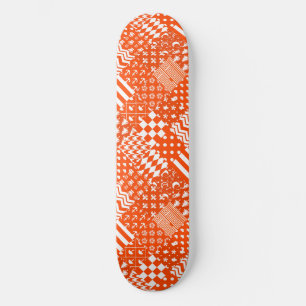 Orangefarbene, gelbe Muster - Design Skateboard