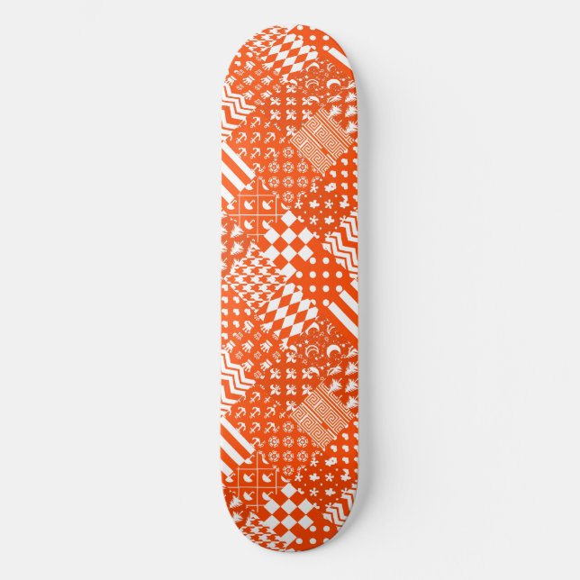 Orangefarbene, gelbe Muster - Design Skateboard (Vorderseite)