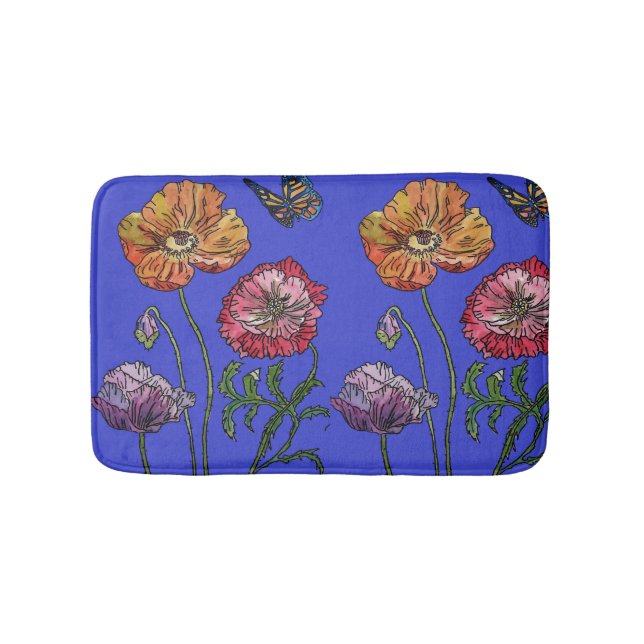 Orangefarbene Gelbe Pfoten Blume Bath Mat Badematte (Vorderseite)