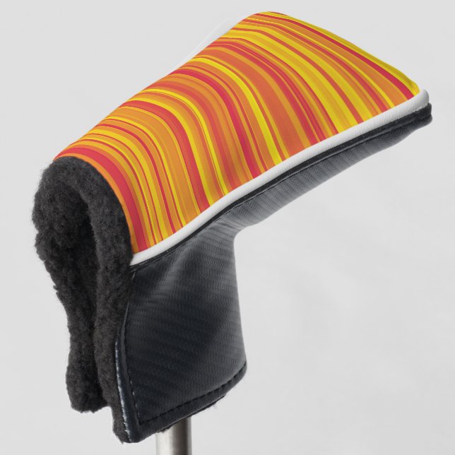 Orangefarbene, gelbe Streifen Golf Headcover (3/4 Vorderseite)