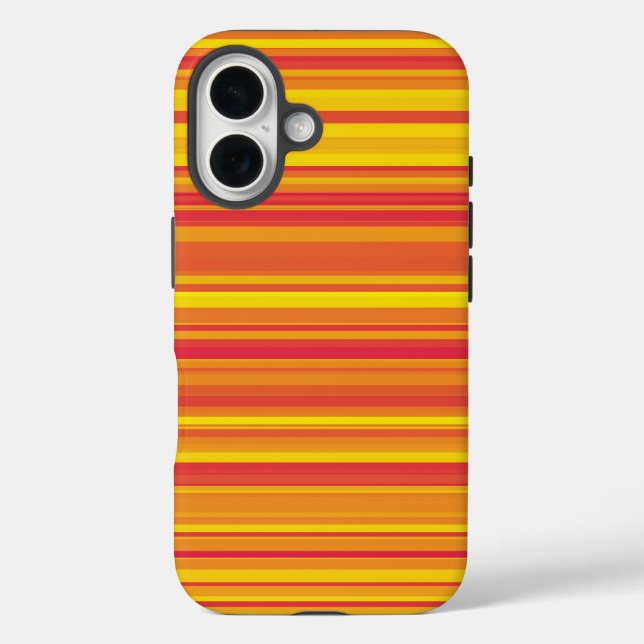 Orangefarbene, gelbe Streifen iPhone 16 Hülle (Rückseite)