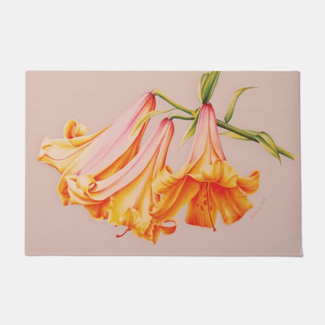 Orangefarbene Glocke ist eine botanische Blume Fußmatte (Vorderseite)