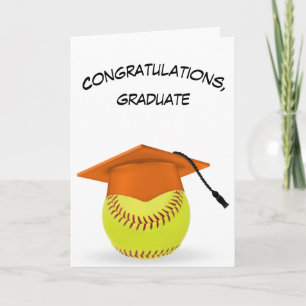 Orangefarbene Graduierungskappe auf eine gelbe Sof Karte