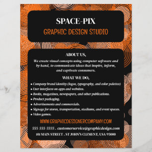 Orangefarbene grafische Kreise, Grafik-Designer-We Flyer