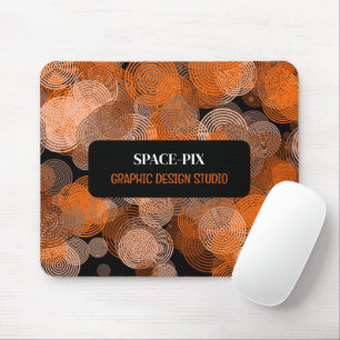 Orangefarbene grafische Kreise, Grafikdesigner Mousepad