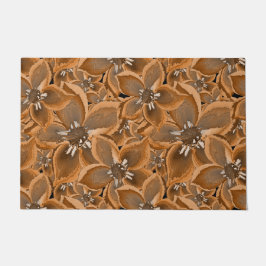 Orangefarbene, graue Aquarellfarben-Blume. Fußmatte