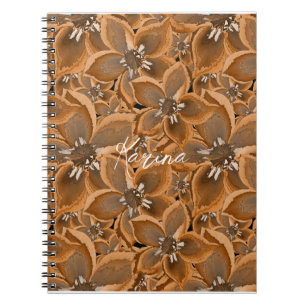 Orangefarbene, graue Aquarellfarben-Blume. Noteboo Notizblock