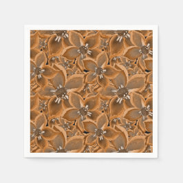 Orangefarbene, graue Aquarellfarben-Blume. Serviette