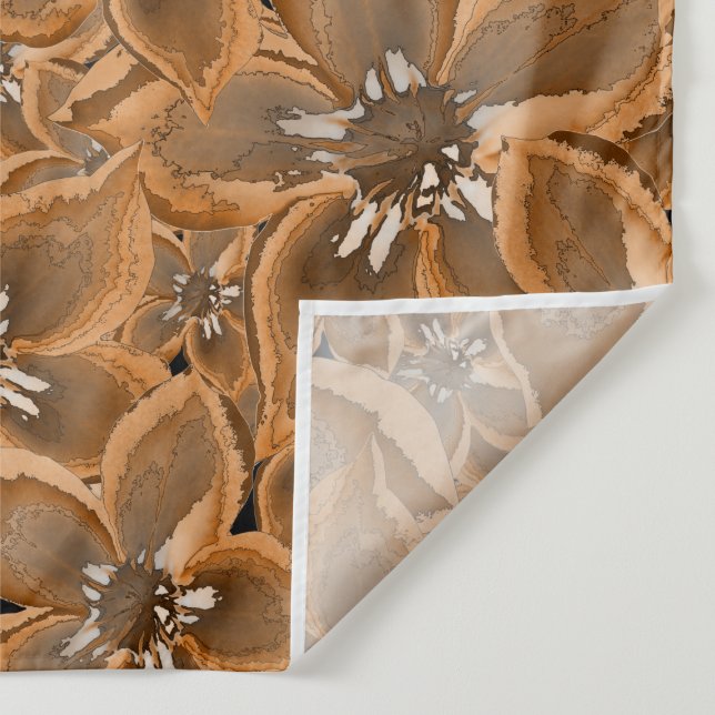 Orangefarbene, graue Aquarellfarben-Blume. Wandteppich (Detail)