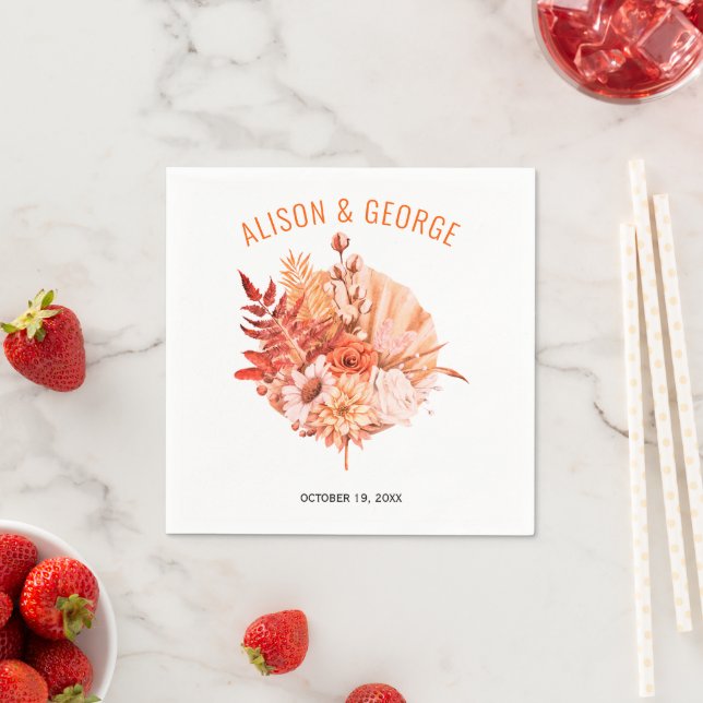 Orangefarbene HerbstBlume, Hochzeit im Herbst aus  Serviette (Beispiel)