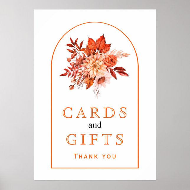 Orangefarbene HerbstBlume und Hochzeit im Herbst Poster (Vorne)
