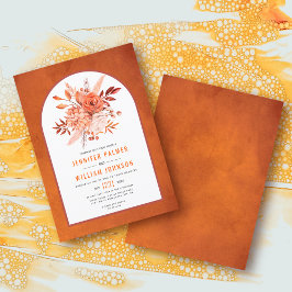 Orangefarbene HerbstBlume und Hochzeiten im Herbst Einladung