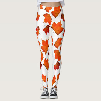 Orangefarbene Herbstlaube Leggings
